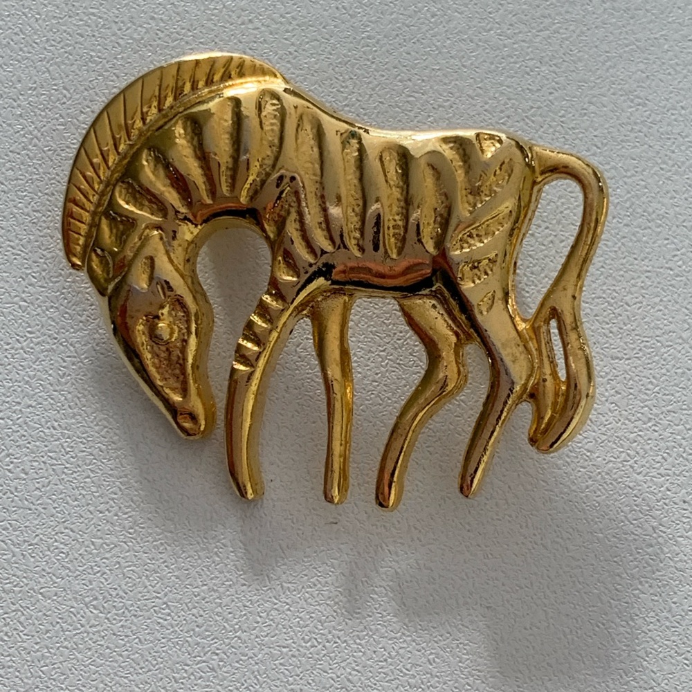 Vintage Gold Zebra Brooch